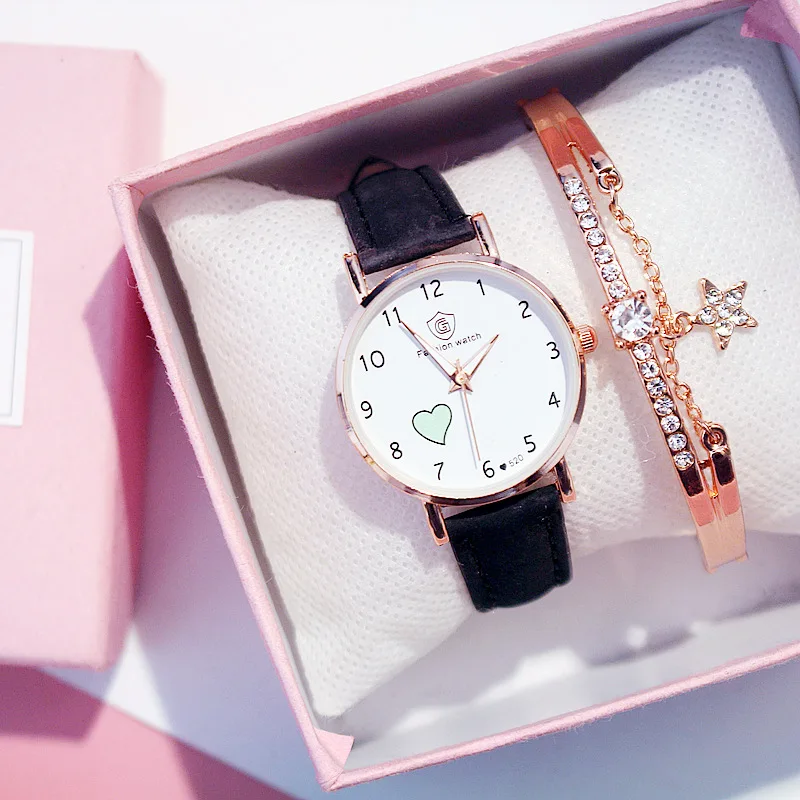 

Fashion Women Watches For Ladies Quartz Watch Printed Dial Wristwatch Leather Band Colorful Minimalism Hand Clock Female