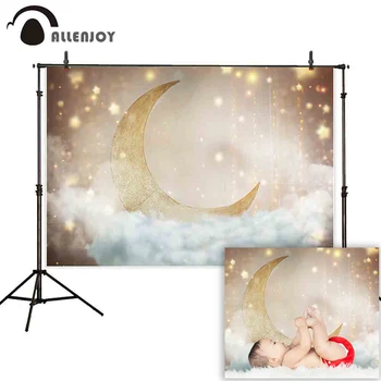 

Allenjoy photophone photography backdrop gold moon sky stars cloud new born baby shower background photocall photo shoot studio