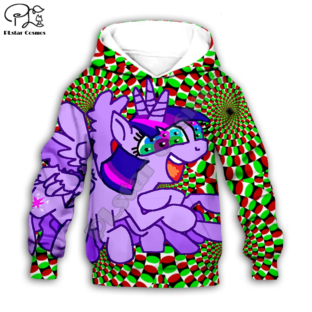 

Kids set little pony 3d print baby Girl Hoodies Cartoon trippy Sparkle sweatshirts Coat streetwear Boys Children tshirt pants