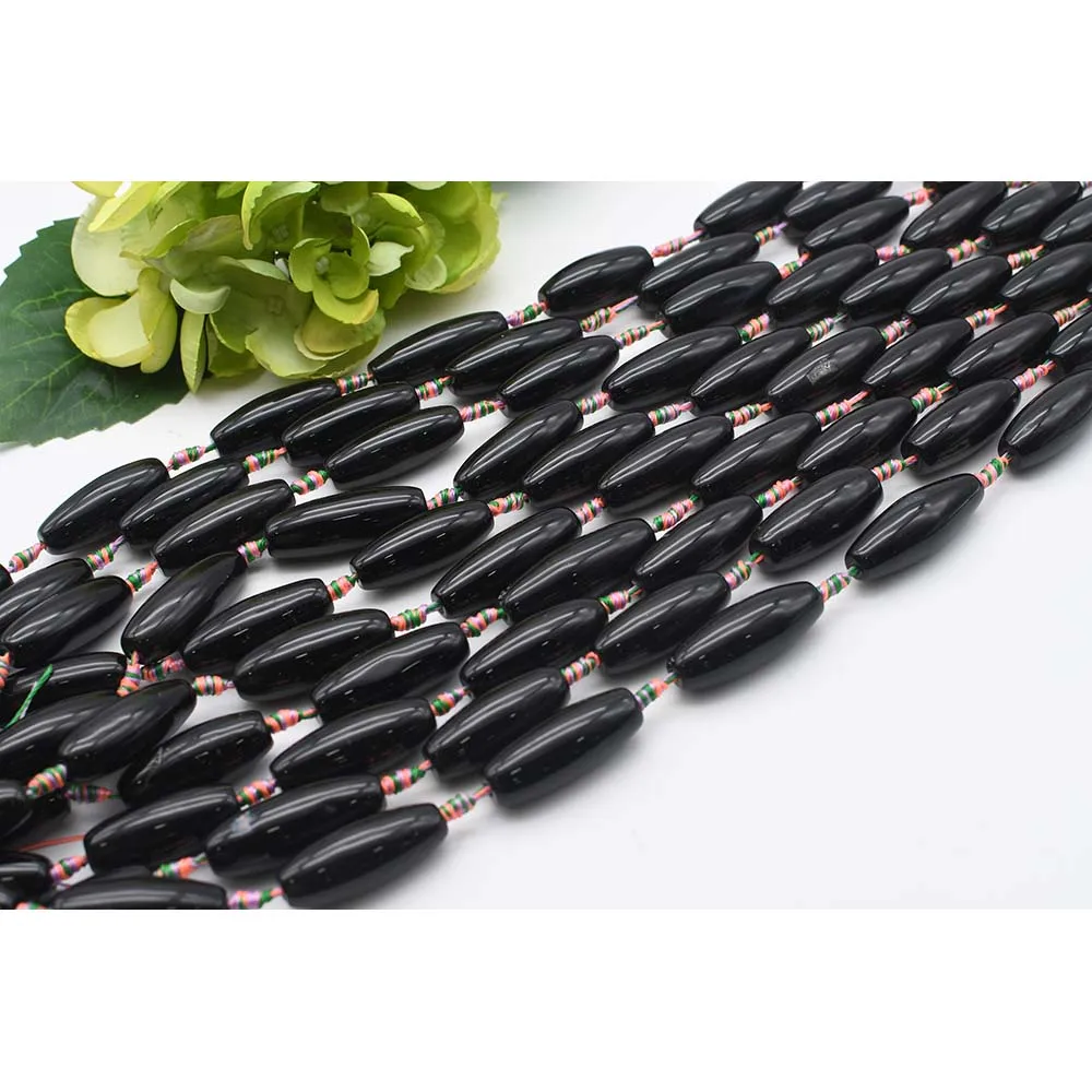 2 strands/lot 35mm Natural Smooth Black Agate stone beads For DIY Bracelet Necklace Jewelry Making Strand 15