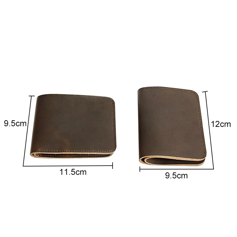 Vintage Mens Crazy Horse Credit Card Holder Wallet Front Pocket Bifold Short Billfold Business Genuine Leather Brief Male Wallet