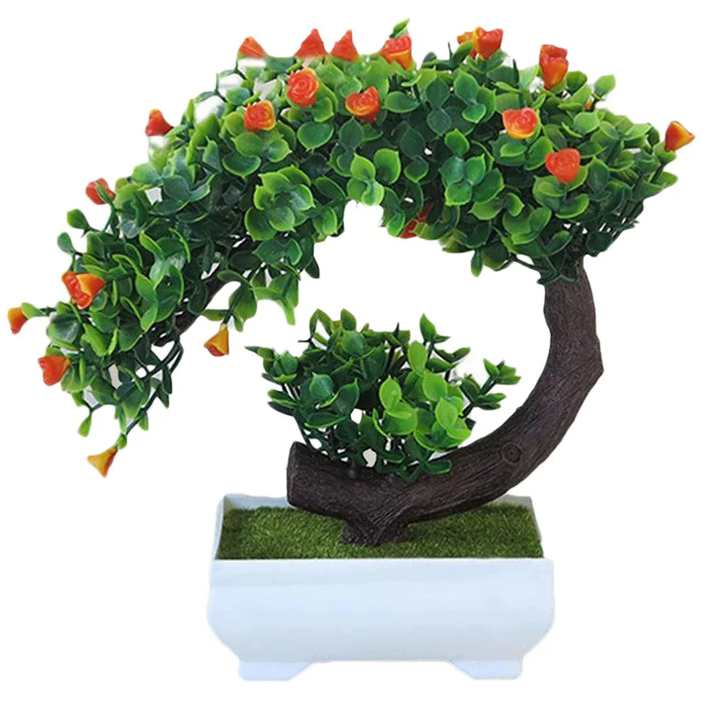 Simulated Potted Plants Crescent Rose DIY Gift Household Ornament Plastic Lightweight Fake Plant Decoration Home Decor Garden