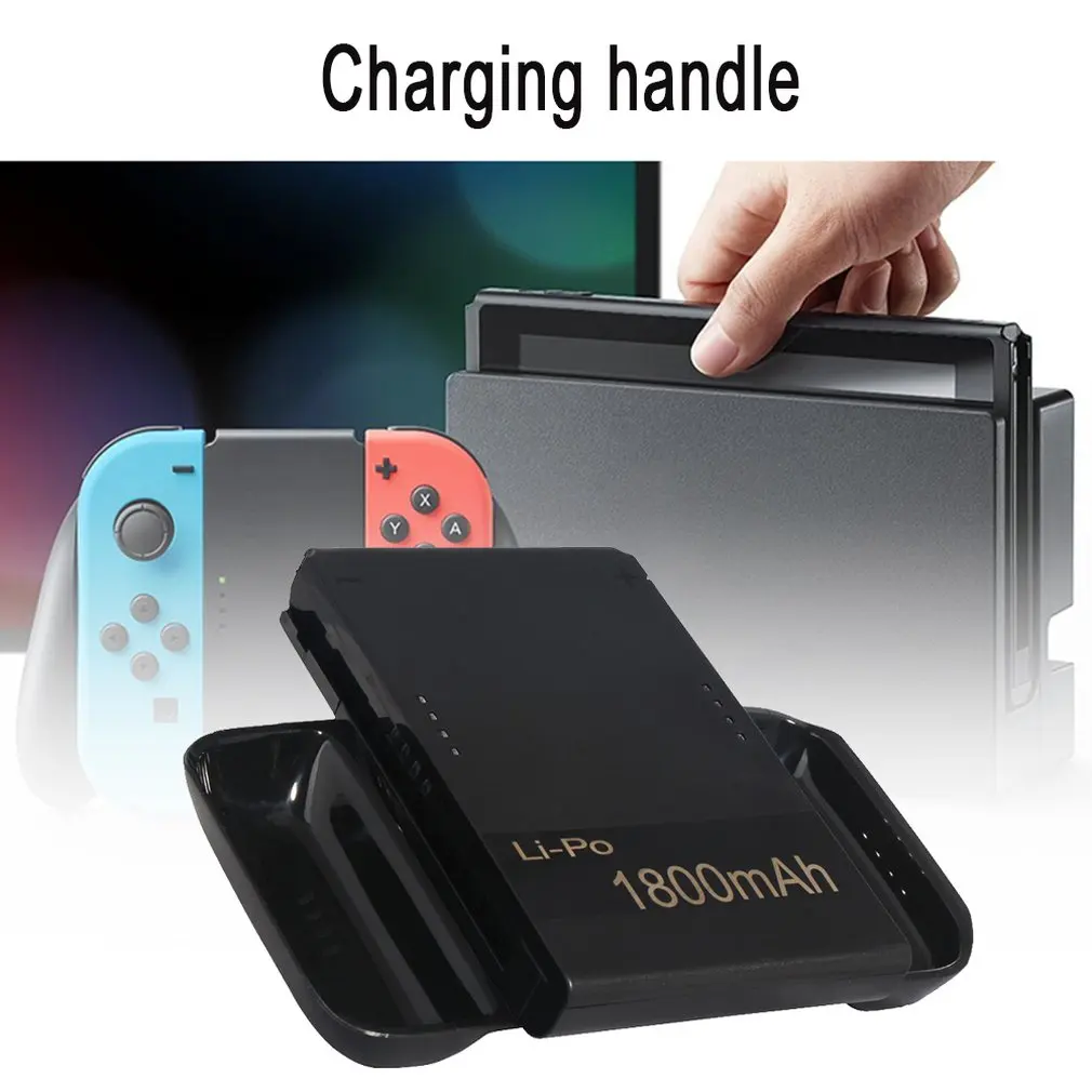 Switch TYPE-C Charging Handle NS Charging Grip Switch Assistant Handle Rechargeable Handle With Charging Cable Black