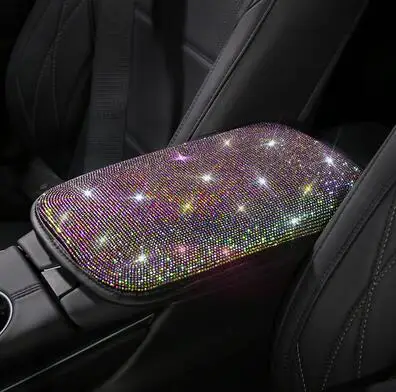 1pc Armrest mat Красочные Bling Стразы чехол рулевого колеса автомобиля кристалл чехол на автомобильный ремень безопасности подлокотники крышка интерьерные аксессуары для женщин - Название цвета: 1pc Armrest mat