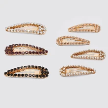 Dvacaman ZA роскошный, Кристальный, со стразами заколки для волос женские Геометрические Овальные Заколки с искусственным жемчугом заколки для волос аксессуары для волос