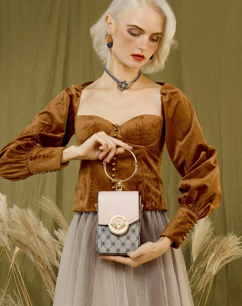 

New Style Mobile Phone Bag Unique Cool Versatile Printed Contrast Color-Style Hardware Decorative Ring Hand Mini Small Shoulder