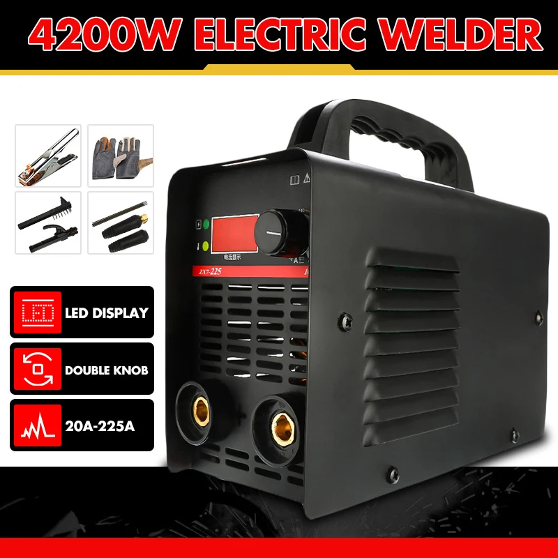 

Adjustable 20A-225A 4200W 220V Handheld IGBT Inverter Arc Welder Welding Machine Digital Display Mini Portable Welding Tool