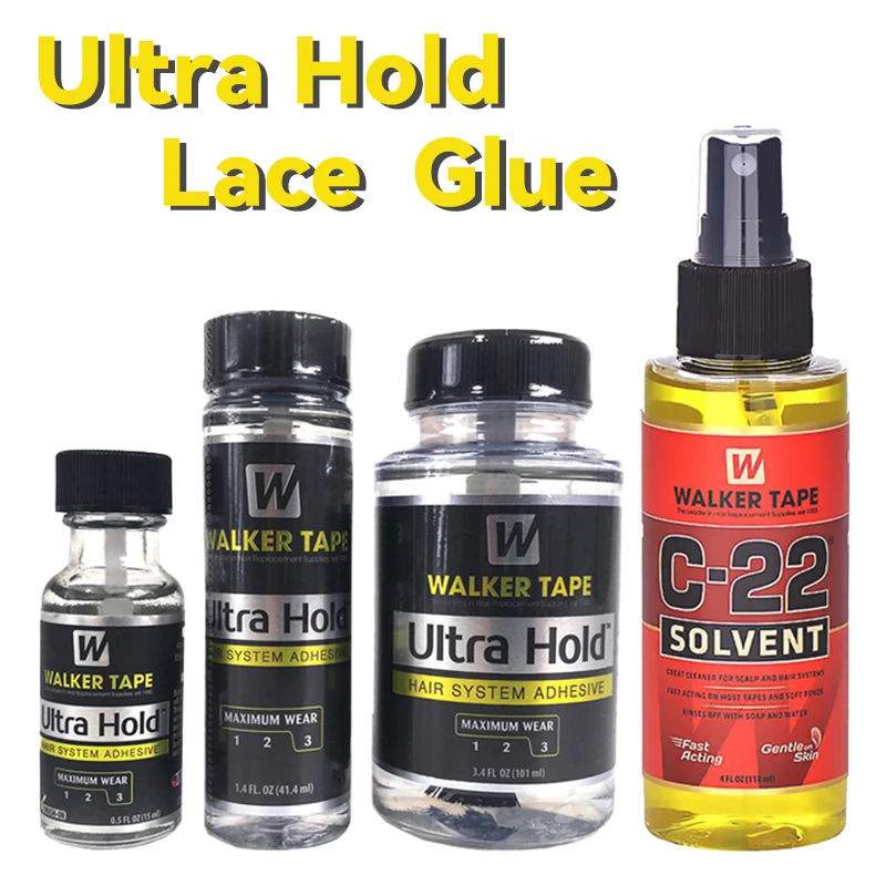 Wig Glue Ultra Hold Waterproof Hair Glue for Lace Wig/Toupee/Closure Invisible Hair System with Brush+Lace Remover