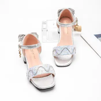 

SKHEK New Girls Sandals Kids Leather Shoes Children Rivets Leisure Sneakers Hot Princess Performance Dance Shoes Kids Sandals