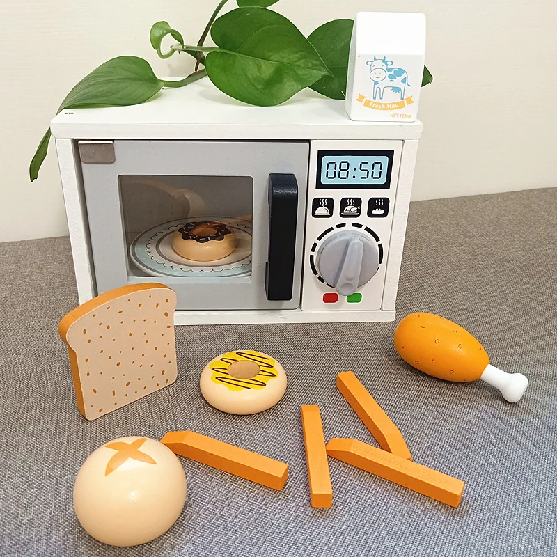 NewChildrenKitchenToysSimulationMicrowaveOvenToastersMiniKitchenFoodPretendPlayRole