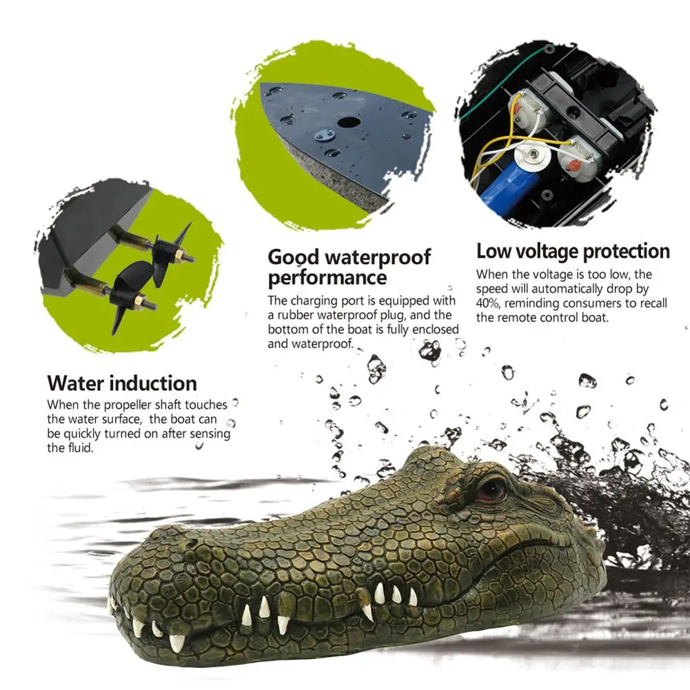 Flytec V002 RC Boat 2.4G Remote Control Electric Racing Boat for Pools with Simulation Crocodile Head Spoof Toys Children Adults Flytec V002 RC Boat 2.4G Remote Control Electric Racing Boat for Pools with Simulation Crocodile Head Spoof Toys Children Adults