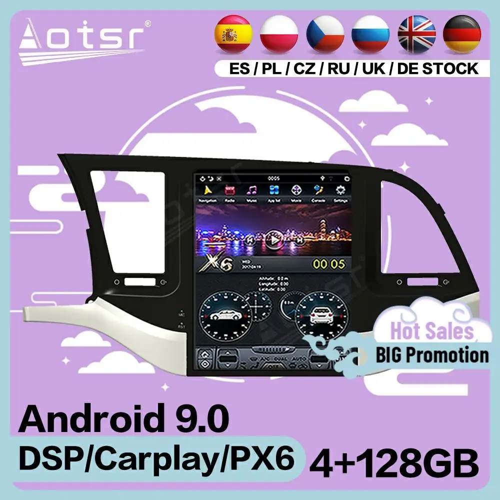 Мультимедийный стереопроигрыватель на Android с экраном 128 ГГц Тесла для Hyundai Elantra 2016