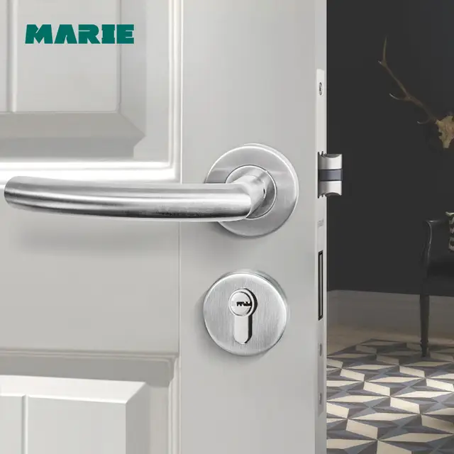 Us 14 28 31 Off Marie Interior Stainless Steel Door Handle Bedroom Door Lock Bathroom Split Door Knob Household Accessories In Door Handles From