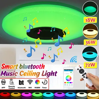 

Led Ceiling Light Dimmable Music Starlight led light with bluetooth speaker Remote Control warm white & RGB Indoor Lighting