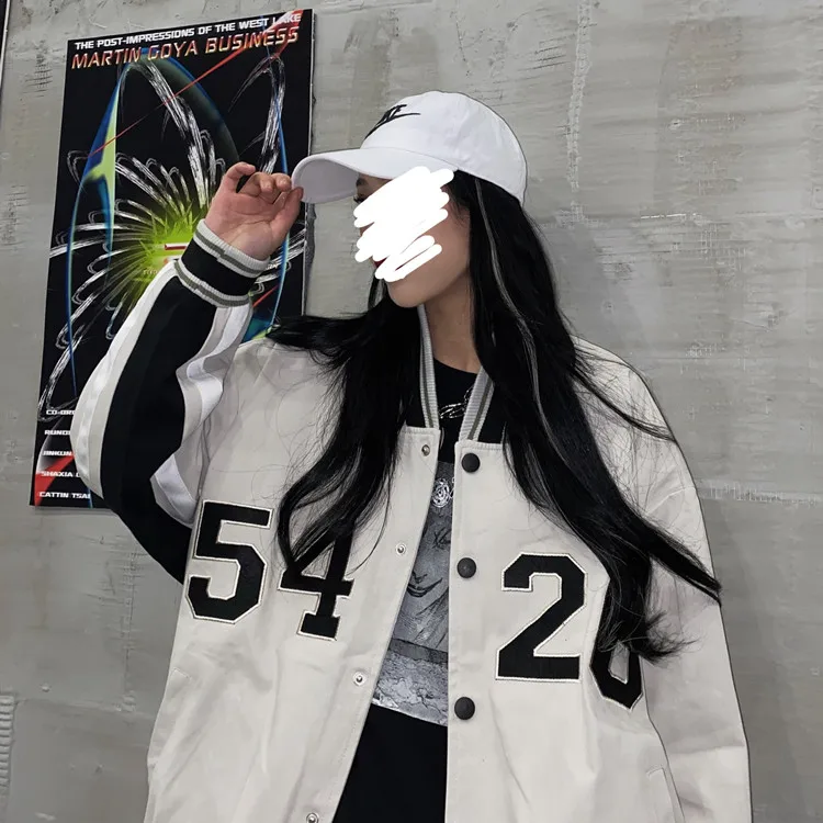 

Loose Fit Baseball Jacket for Ladies Streetwear Korean Harajuku Fashion Womens Fall Clothing Letter Embroidery Windbreaker Coats