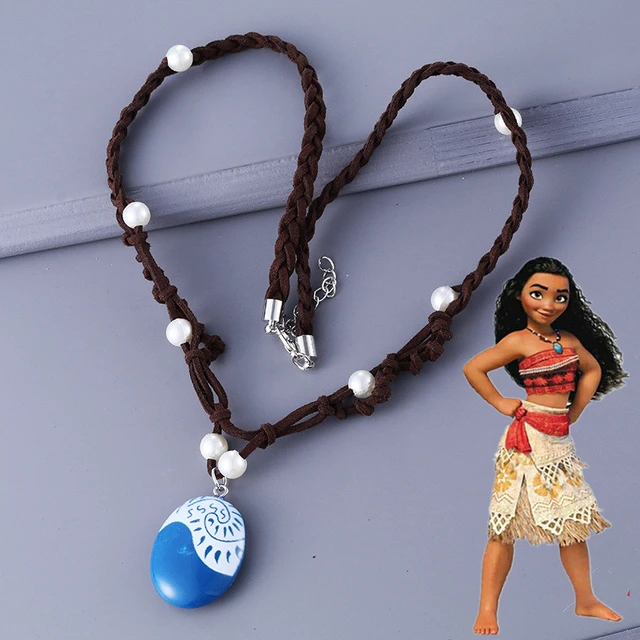 Vaiana Moana Princess LED Moana Corde en cuir tressé à la main, collier  pendentif, modèle de