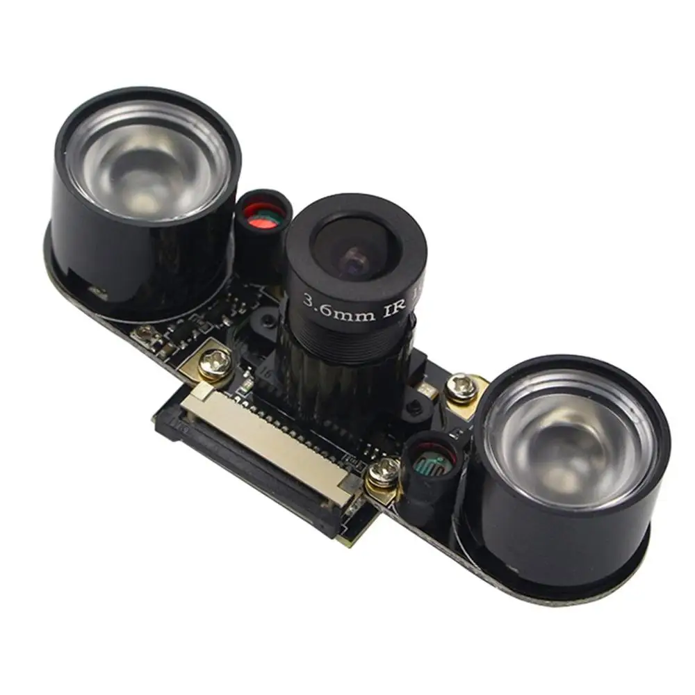 Для Raspberry Pi 4 Модель B/3B+/3B/2B 5 мегапиксельная камера ночного видения с двумя инфракрасными освещающими лампами ночного видения