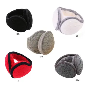 

2020 New Women Men Wavy Stripes Knitted Winter Foldable Earmuffs Thicken Plush Ear Warmer