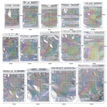 

100pcs Holographic Laser Translucent Zip Lock Packaging Resealable Eyelashes Storage Bag Pouch Cosmetic Box For Wholesale