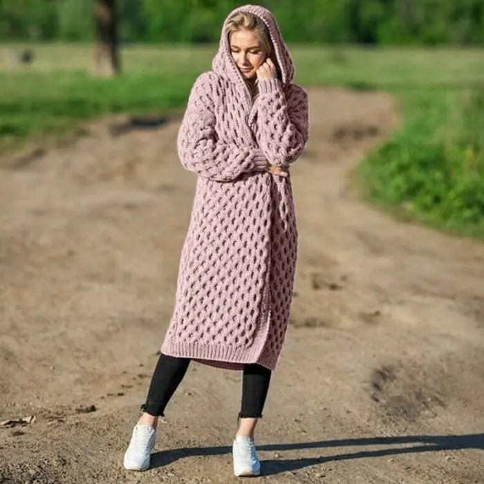 Женский кардиган, свитер, Длинная блузка, свободный длинный рукав, повседневное пальто, сплошной цвет, KNG88