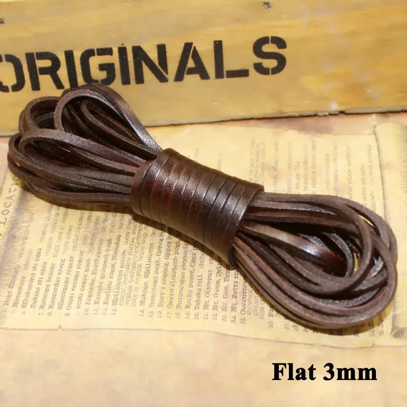flat 3mm Meetee 1,5-10 мм, 5 метров, круглый плоский кожаный ремешок, сделай сам, браслет, ожерелье, ювелирное изделие, винтажный шнур из воловьей кожи, украшение ручной работы CD203 - Цвет: flat 3mm