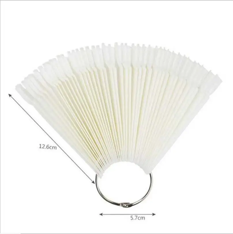 

50pcs False Nail Tips Fan Nature Art Round Full Cover Display Practice Tools Fake Nails Manicure Acrylic UV Gel Polish T0201