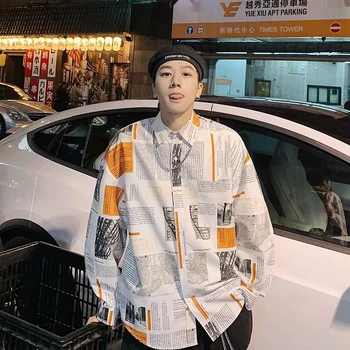 

Men Japanese Streetwear Shirts 2020 Summer Mens Color Block Hip Hop Long Sleeve Shirt Male Korean Designer Button Shirt