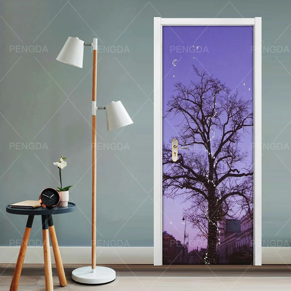 

PVC Wallpaper Door Sticker DIY Decals Creative Star Moon Tree Self Adhesive Print Home Decor For Renew Picture Mural Girls Room