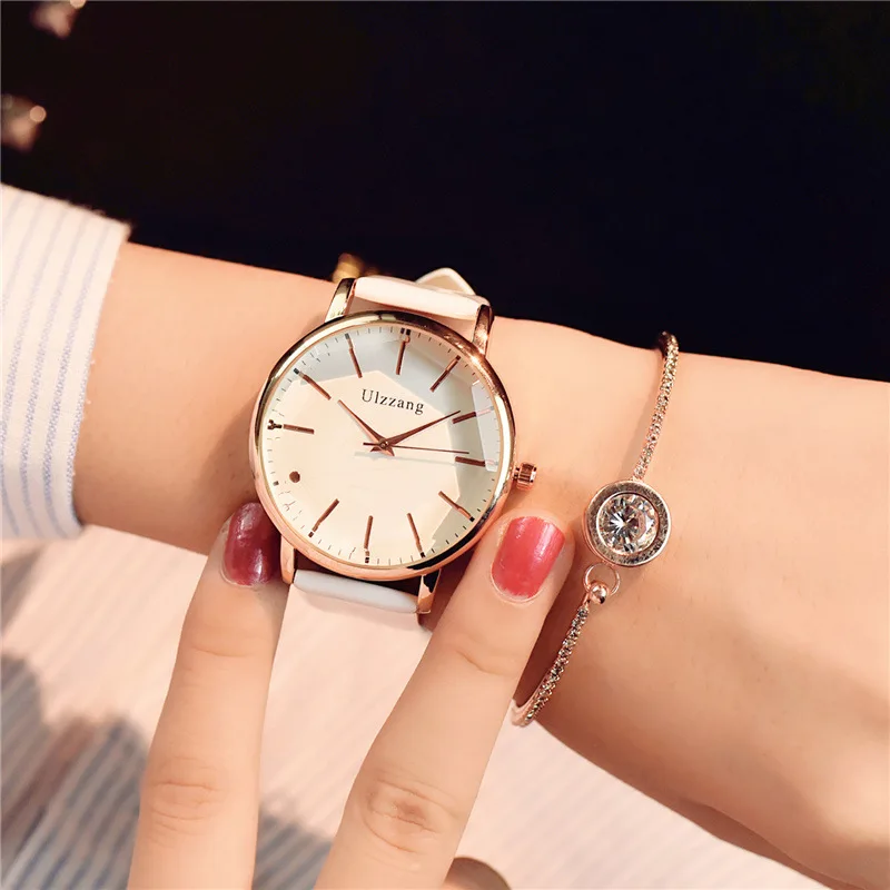 Женские часы из розового золота, роскошное модное платье, кварцевые часы с полигональным циферблатом, дизайнерские кожаные женские наручные часы