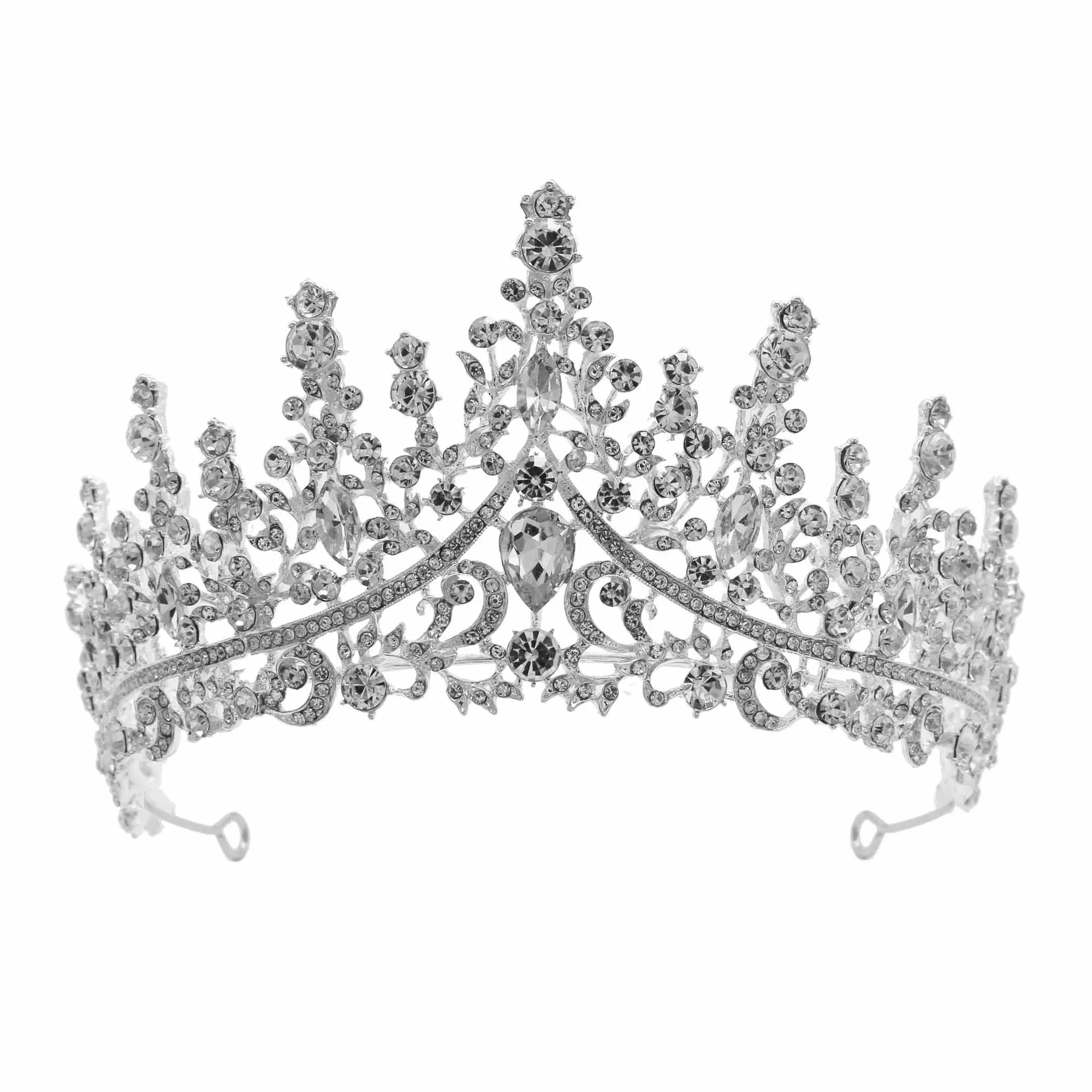 Wunderschöne silberne Brautschmuck Mode Tiaras Krone Ohrringe Choker Halskette - Image 6