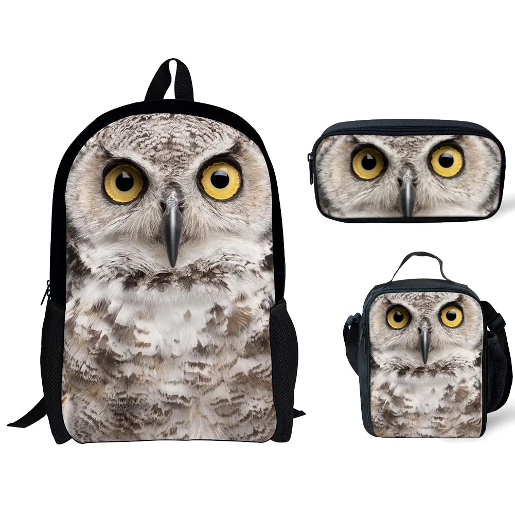 Student Anime Owl Print Backpack for Kids Book Bags Children Schoolbags Back to School Boy Girl Mochila Women Mini Taddle Bag