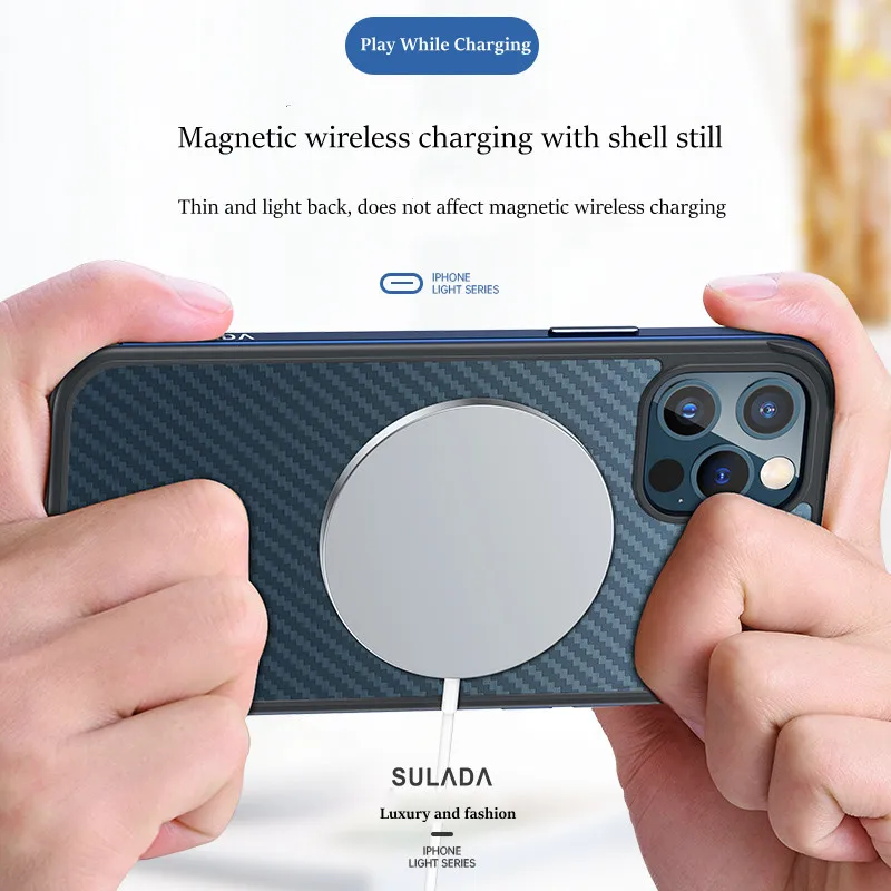 For iPhone 14 Phone Case SULADA Luxury Fiber Texture Metal Frame Transparent For iPhone 13 Pro Max Case iPhone 11 Case