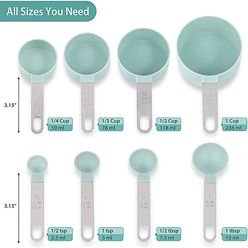 9Pcs/set Measuring Cups Set with Stackable Measure Spoons Plastic Kitchen  Baking Utensils BPA Free Dishwasher Safe New - AliExpress