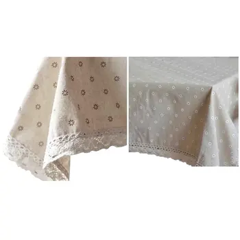 

Table cloth linen rural pastoral home cover desk towels rectangle dust-proof tablecloth with lace, small chrysanthemum