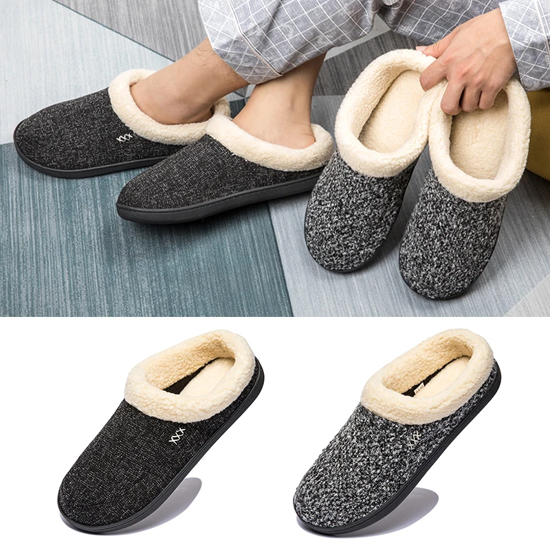 

2020 Winter Women and Men Slippers Cotton Warm Causal Home Slippers Non-slip Soft Thick Bottom Couple Slipper Male Flat Shoes