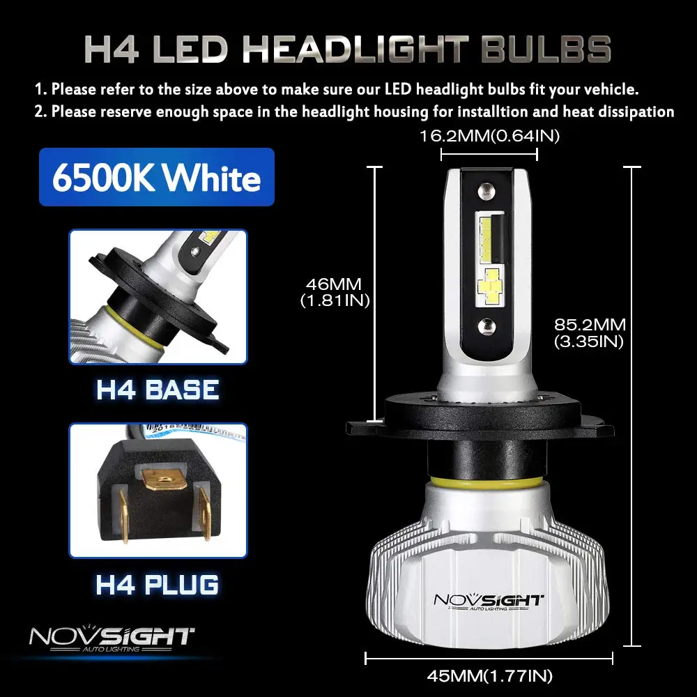 NOVSIGHT H4 H7 H11 H8 H9 H1 H3 9005 9006 HB3 HB4 H13 9007 50 Вт светодиодный фары для авто, 10000LM головка лампы автомобиля замена лампы