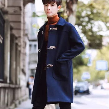 

Plus Size 3XL 2018 Loose Korean Style Wool Mens Coats Overcoats Fashion Winter Dress Coat Mens