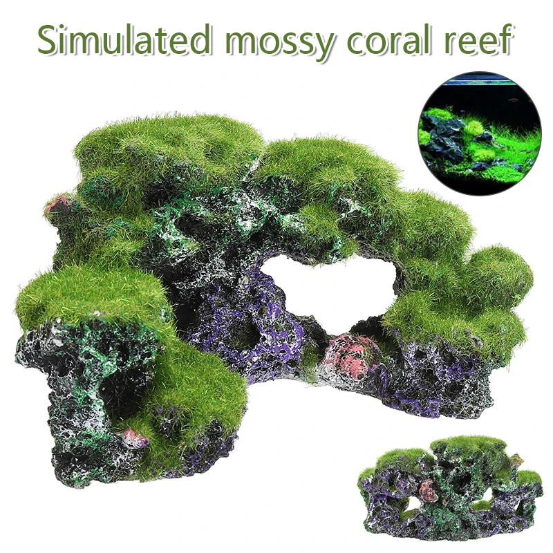 Aquarium Resin Artificial Coral Reef Ornament Rock Cave Fish Tank Background Mountain View Decor | Дом и сад