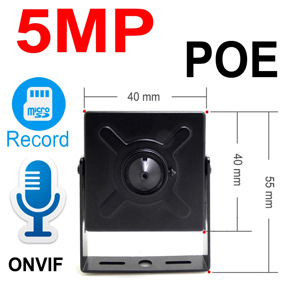 JIENUO 5MP POE MINI IP Camera HD Cctv Security High Definition Surveillance Support Micro SD Slot Onvif Audio POE Home Camera