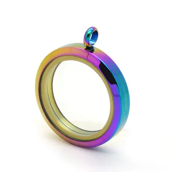 

10pcs/lot 38mm rainbow color screw 361l stainless steel floating locket floating charms memory locket for women jewelry