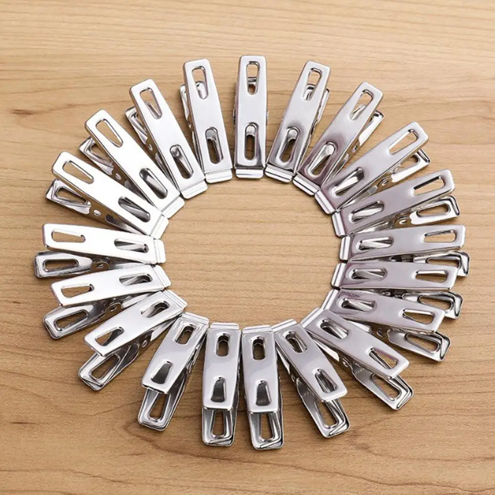 40 Uds pinzas para ropa antideslizante de acero inoxidable a prueba de viento secador colgante de ropa pinzas Clips para prendas ropa clavijas foto Clips
