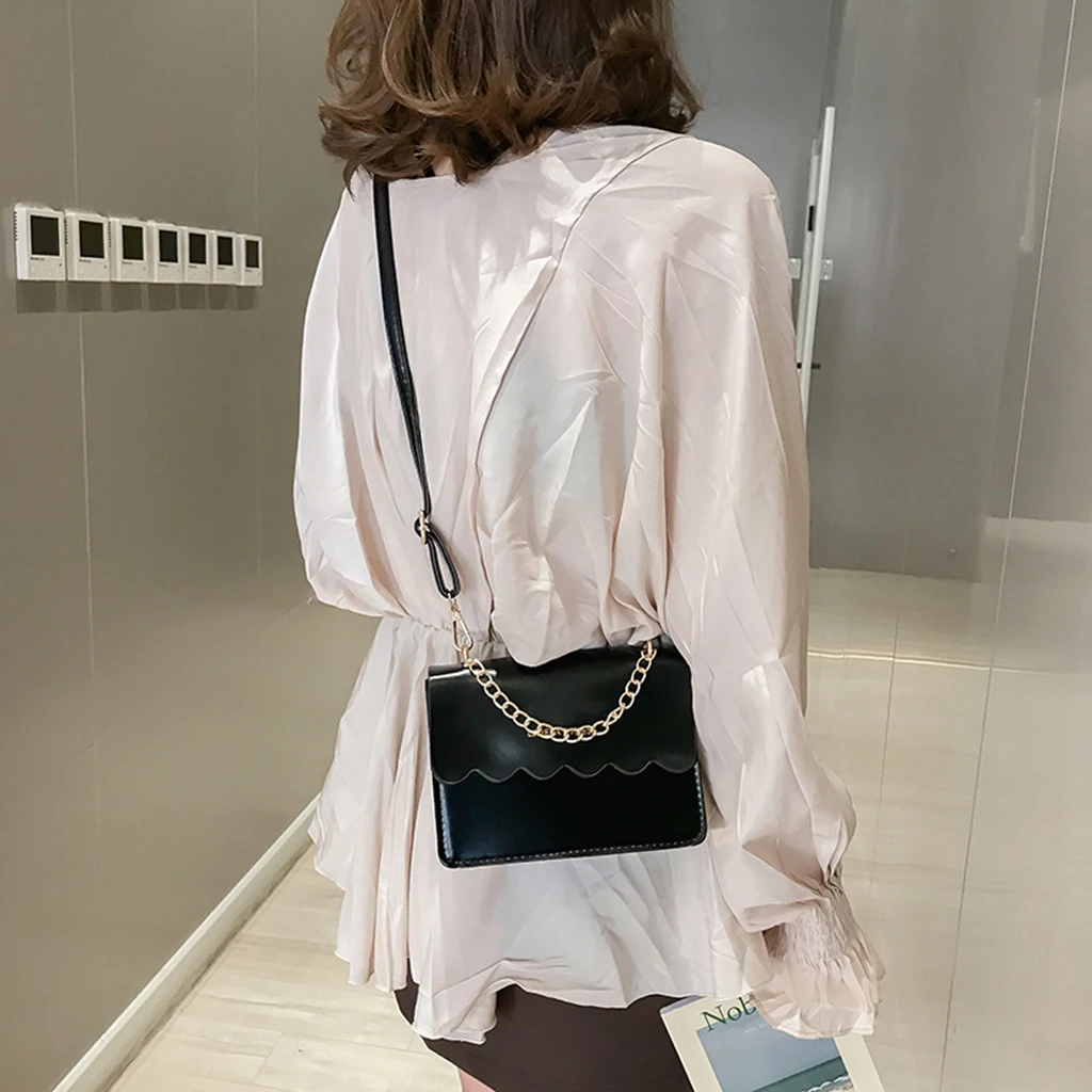 Simple Flap Shoulder Fashion Women Bag Leather Bags Girls Pure Color Mini Messenger Chest Cross Body Handbags Bolsa Feminina 820