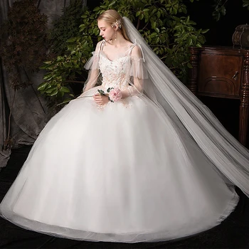 

Free Shipping Gorgeous Sling Dress for Brides White Ball Gown Wedding Dress Backless Bridal Dress