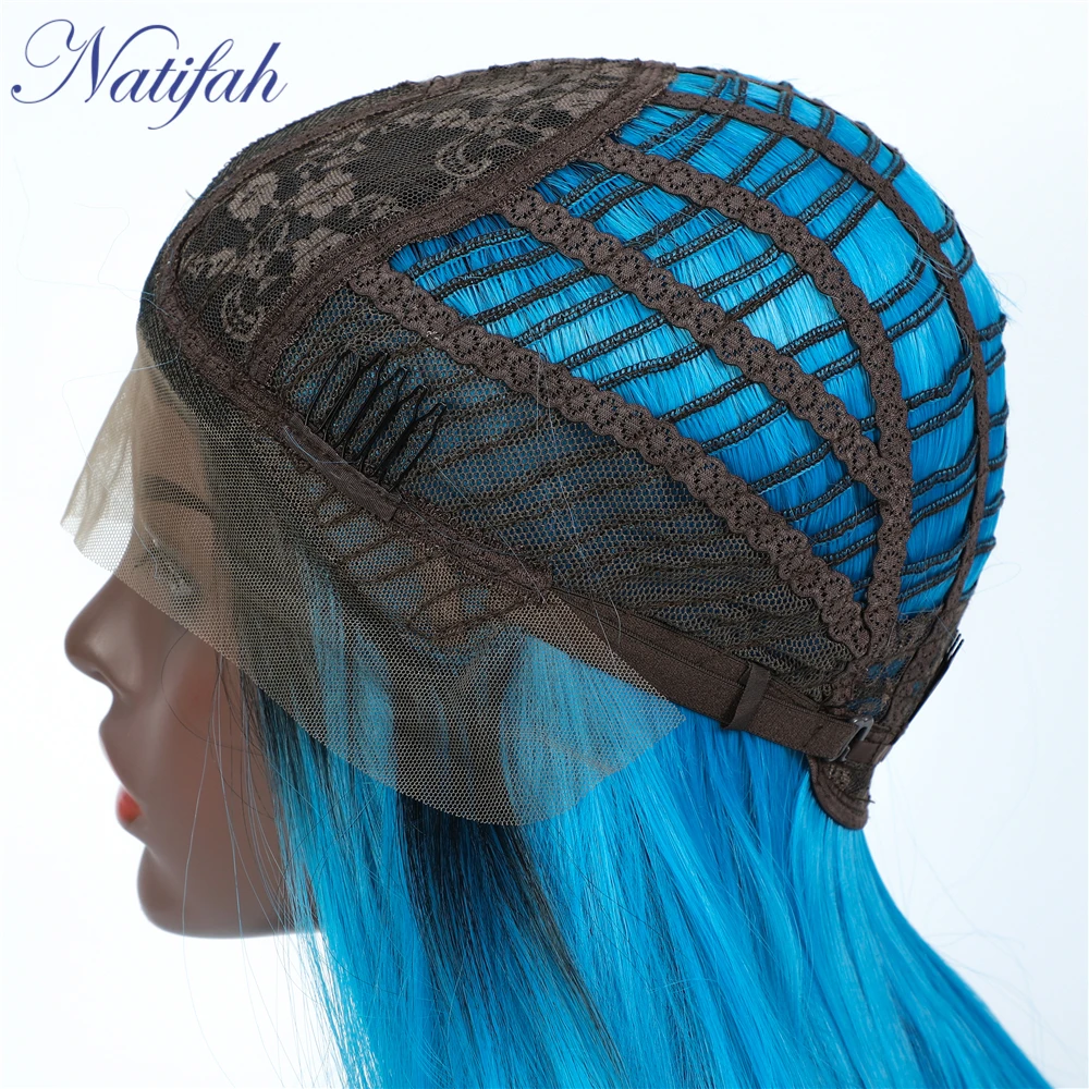Natifah короткий парик, черный парик, синтетические парики на кружеве, 150% плотность, шелковистый прямой парик, средняя часть, прямые парики для черных женщин