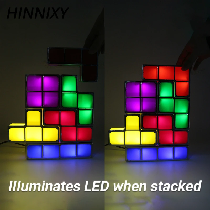 Najtaniej Hinnixy Baby Night Light DIY puzzle tetris Lights stackowalne kostki nowe zabawki nocne kolorowe diody led dekoracyjna z lampkami prezent dla dzieci