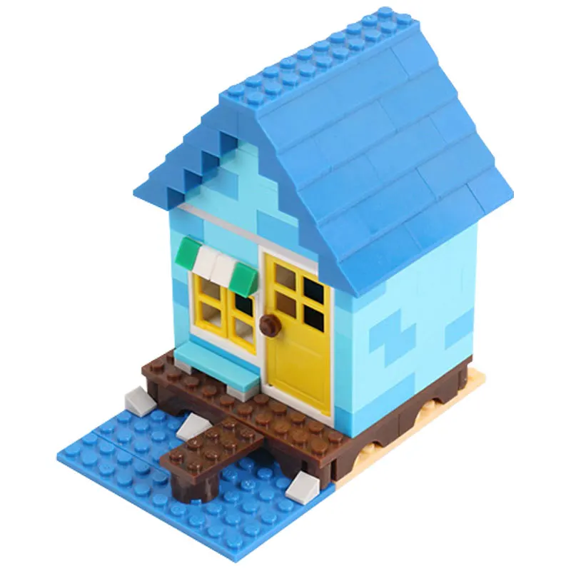 

MOC LEGOING Creator Blue Seaside House Building Blocks Educational Toys For Children City 130pcs Kids Toys Compatible LEGOINGLYS