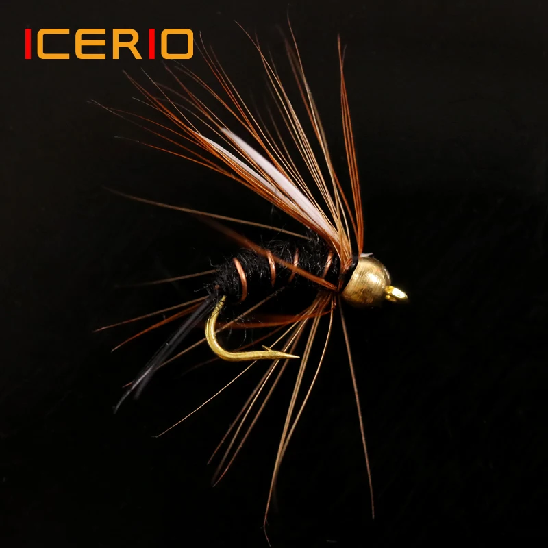 ICERIO 12 шт. латунная бусина головка принца Nymphs Stonefly Caddis Летающая форель рыболовные приманки