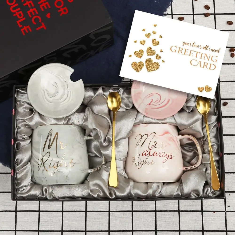 Mr Right Mrs Always Coffee кружки свадебный душ подарок на день Святого Валентина набор