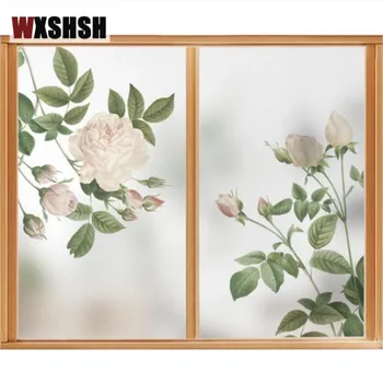 

Static Cling Custom Size Window Film Rose Pattern Home Decor Private Water-Proof Glass Sticker For Window Door Partition Cabinet