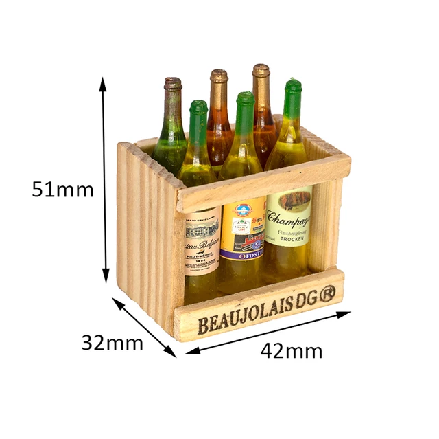 1Pcs 1/12 Dollhouse Miniature Wine Bottle Set with Box Mini Drinks for ob11 bjd Blythe Decoration Doll House accessories 2